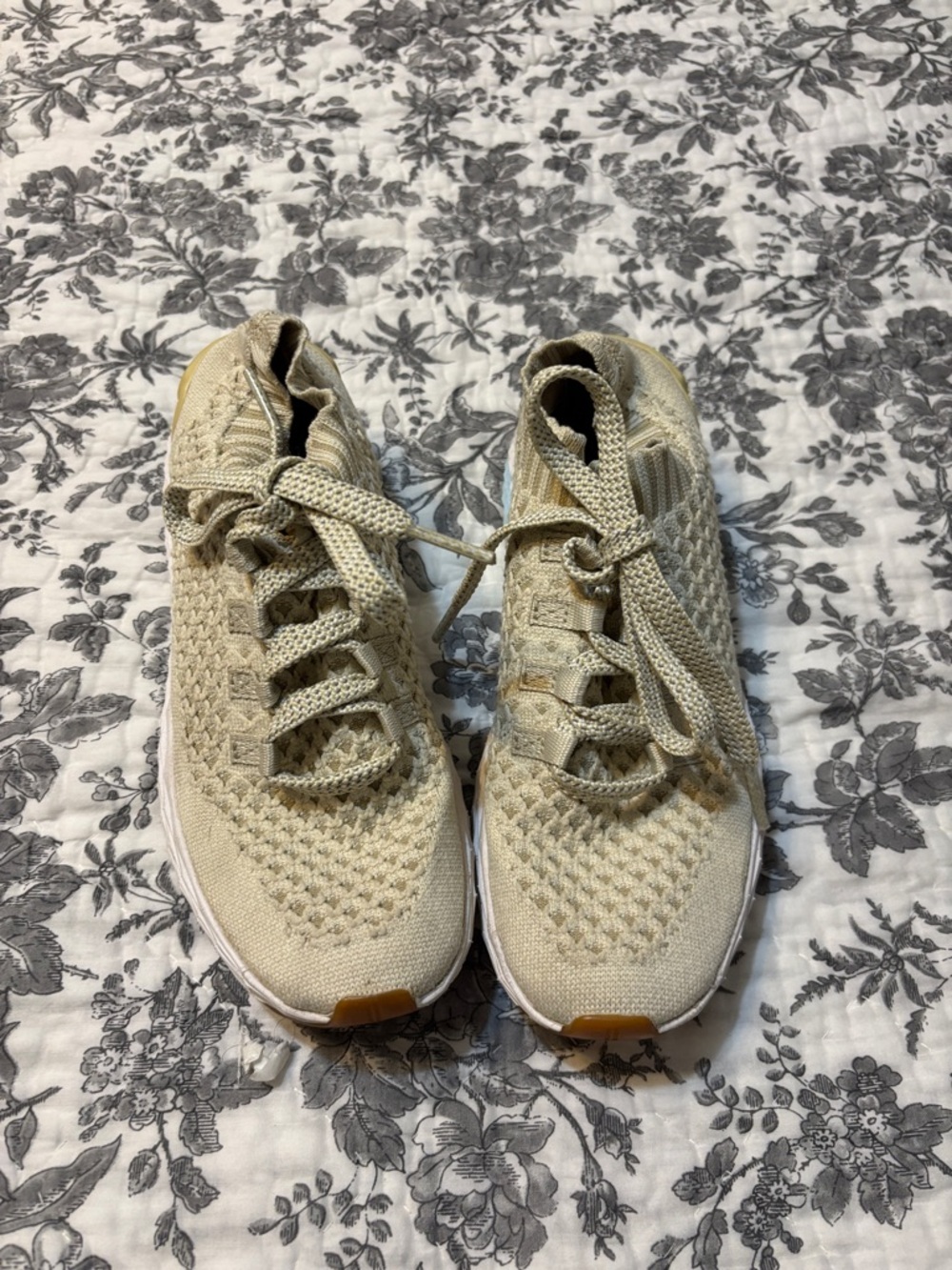 Nobull Cream Knit Lace-Up Sneakers